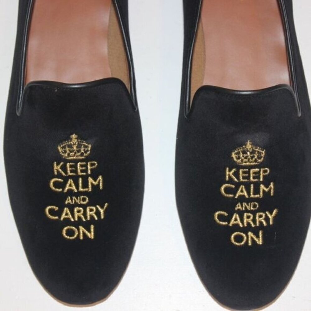 NWT Anthropologie Jon Josef G-Keepcalm Black Velvet Loafers Women sz 5 - Picture 3 of 7